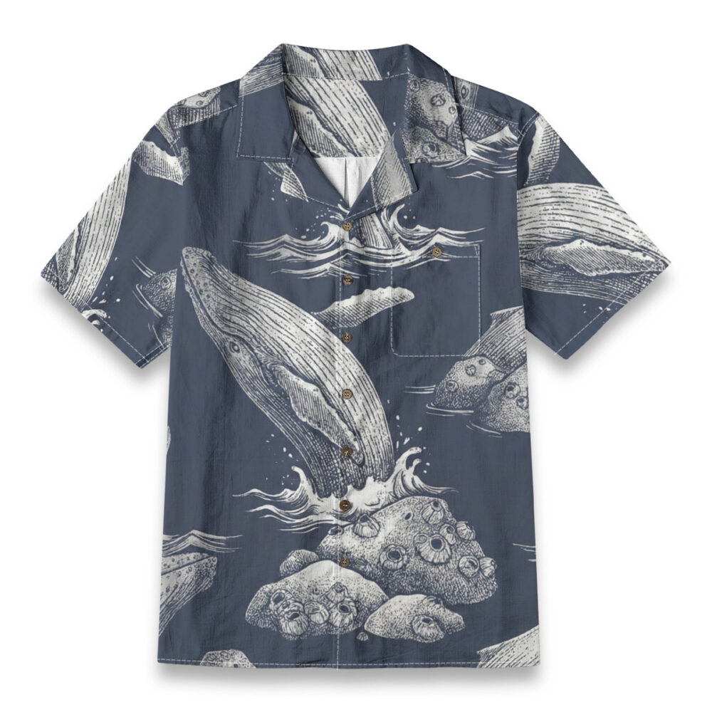 Whale Ocean Engraving Illustration – Ocean Hawaiian Shirt
