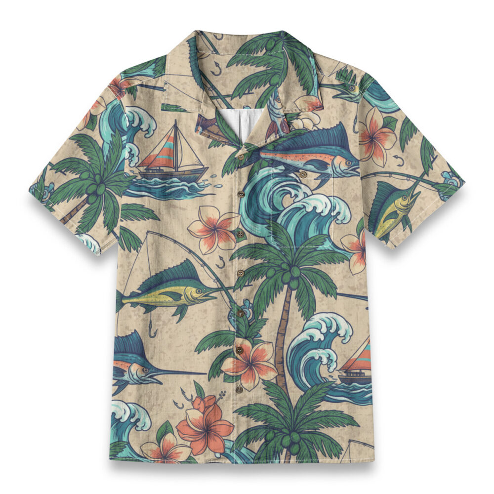 Vintage Blue Marlin Fishing & Sailboat – Sport Hawaiian Shirt