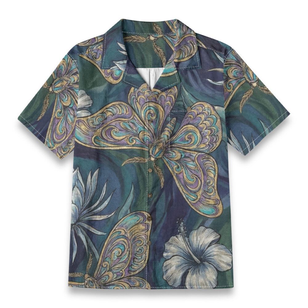 Elegant Butterfly Floral Night Shirt – Insects Hawaiian Shirt