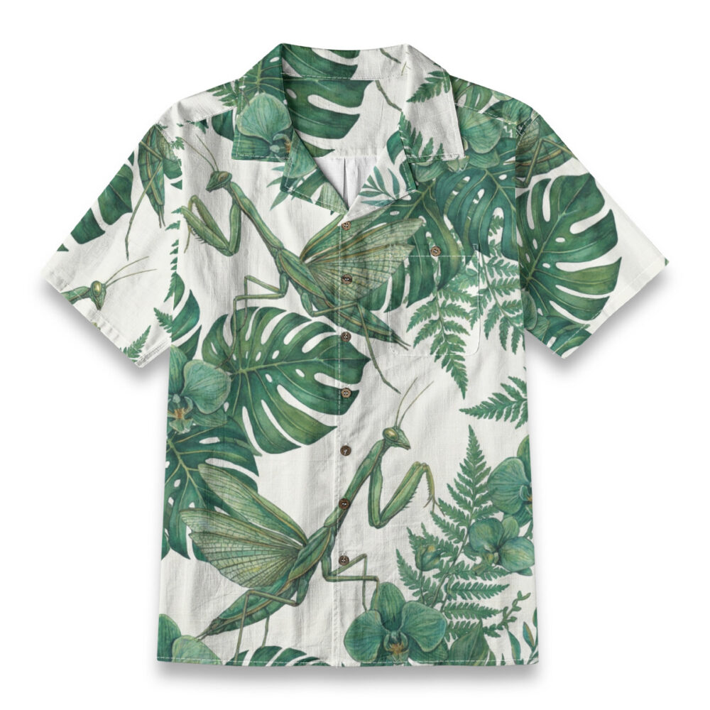 Tropical Praying Mantis Botanical Shirt – Insects Hawaiian Shirt