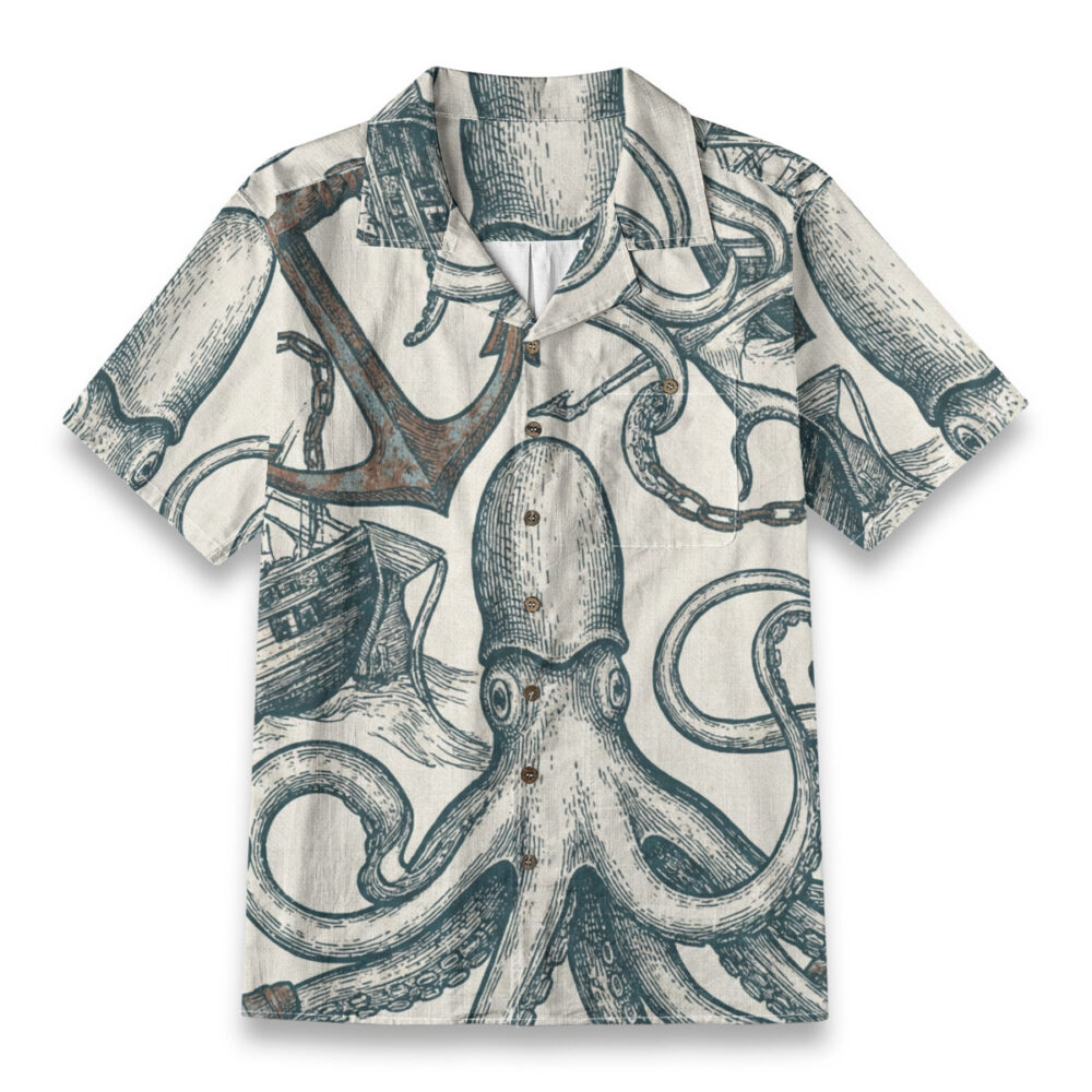 Squid Anchor Nautical Illustration – Ocean Hawaiian Shirt
