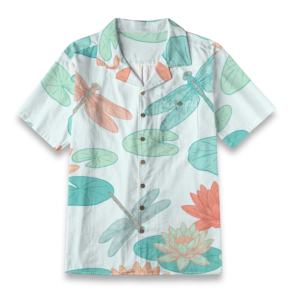 Pastel Dragonfly & Lotus Pond – Insects Hawaiian Shirt