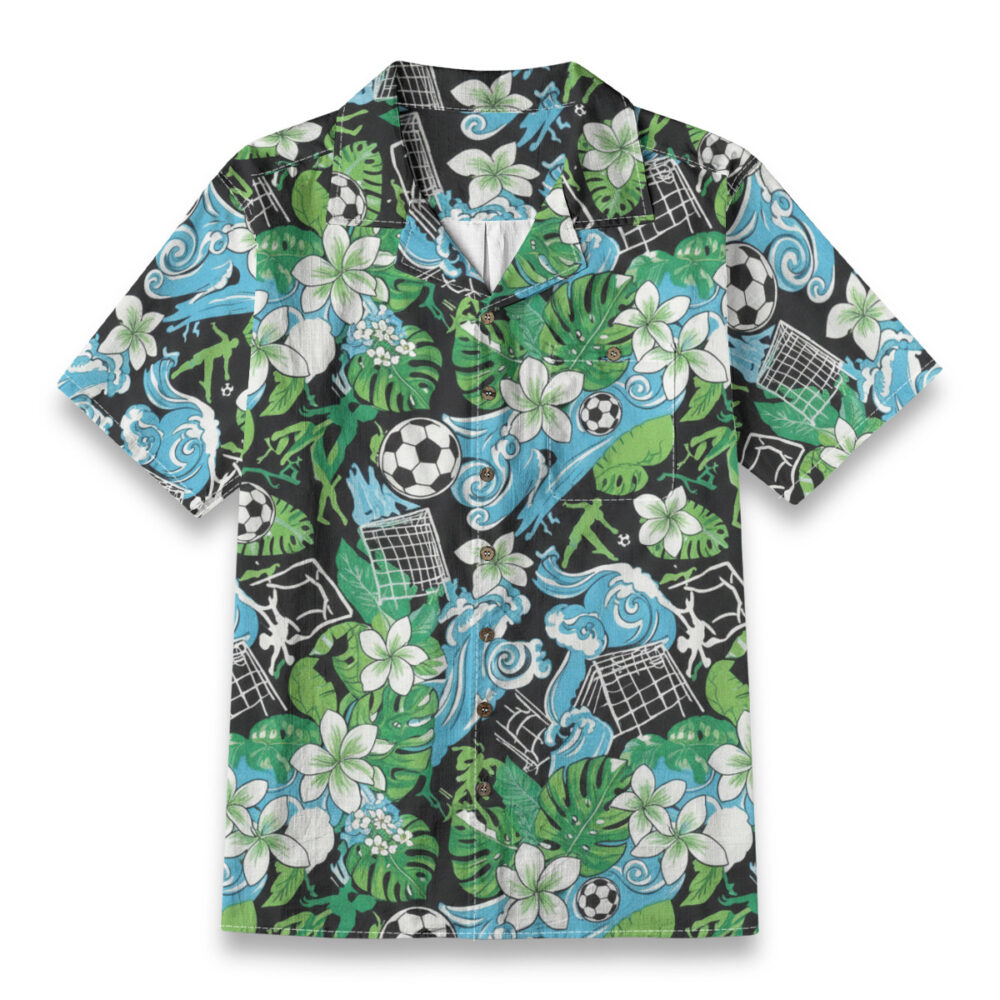 Tropical Soccer Ball & Plumeria Print – Sport Hawaiian Shirt