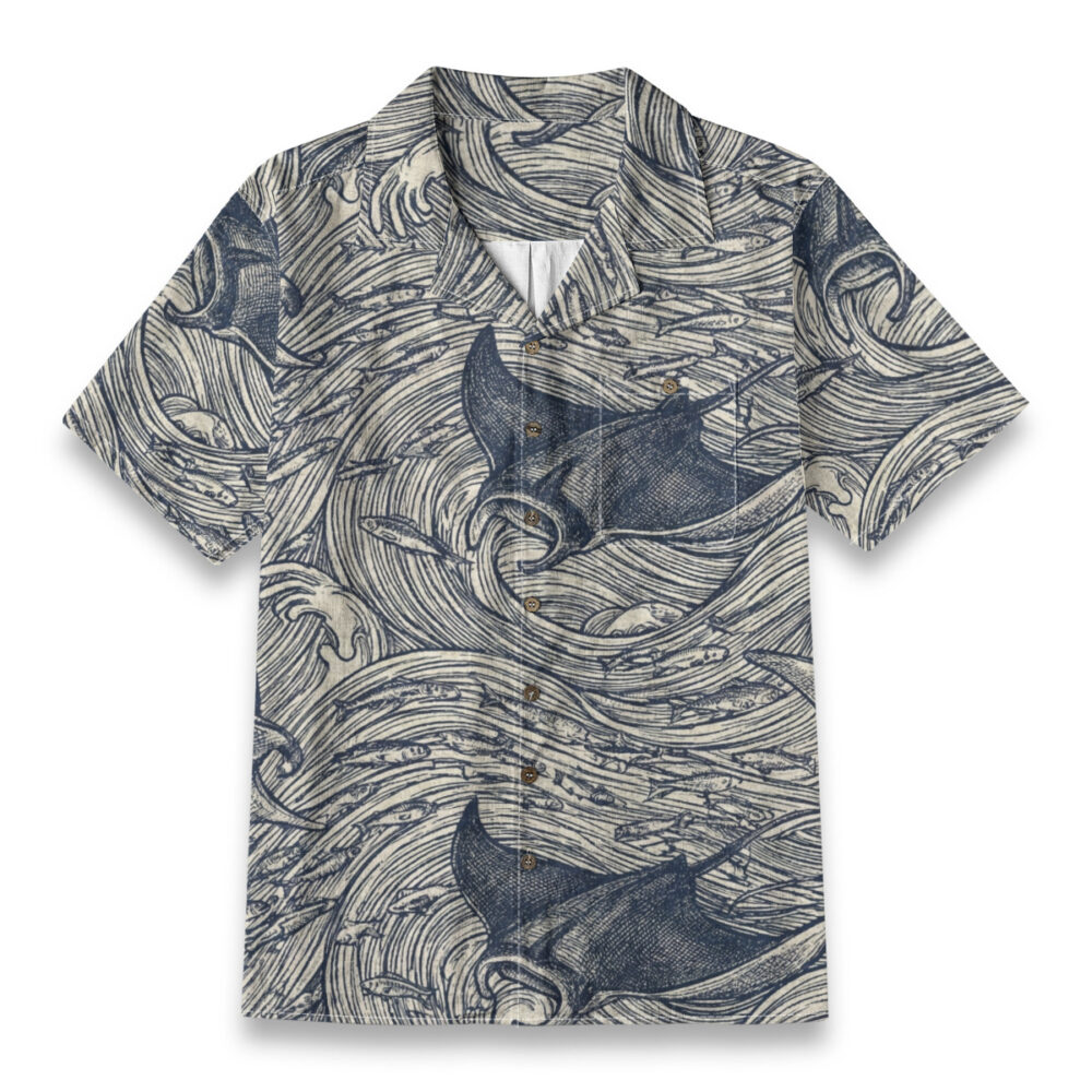 Manta Ray Ocean Wave Shirt – Ocean Hawaiian Shirt