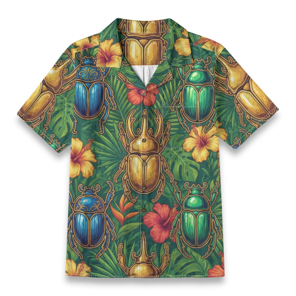 Tropical Scarab Beetle Floral Shirt – Insects Hawaiian Shirt