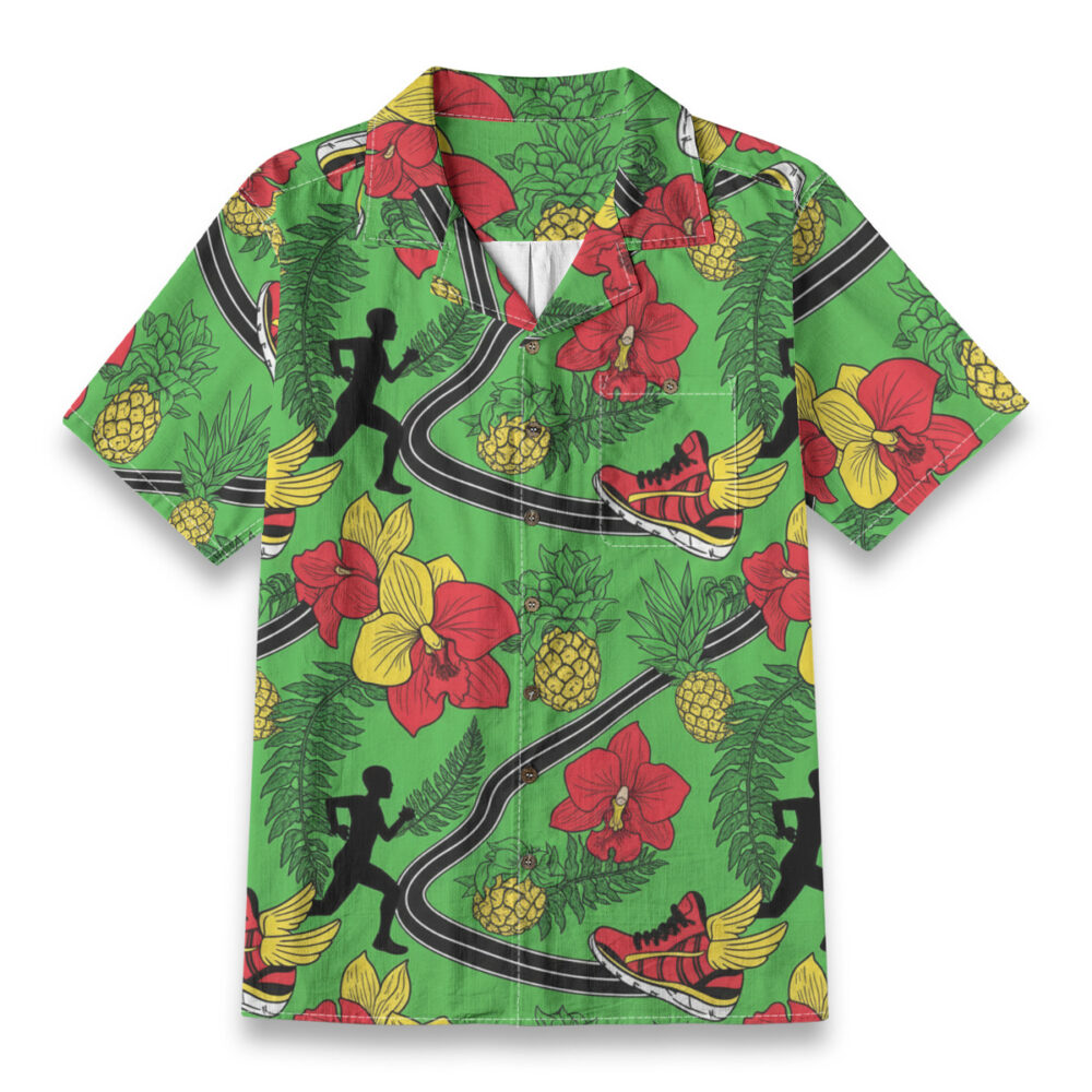 Tropical Runner & Winged Shoe Pattern – Sport Hawaiian Shirt