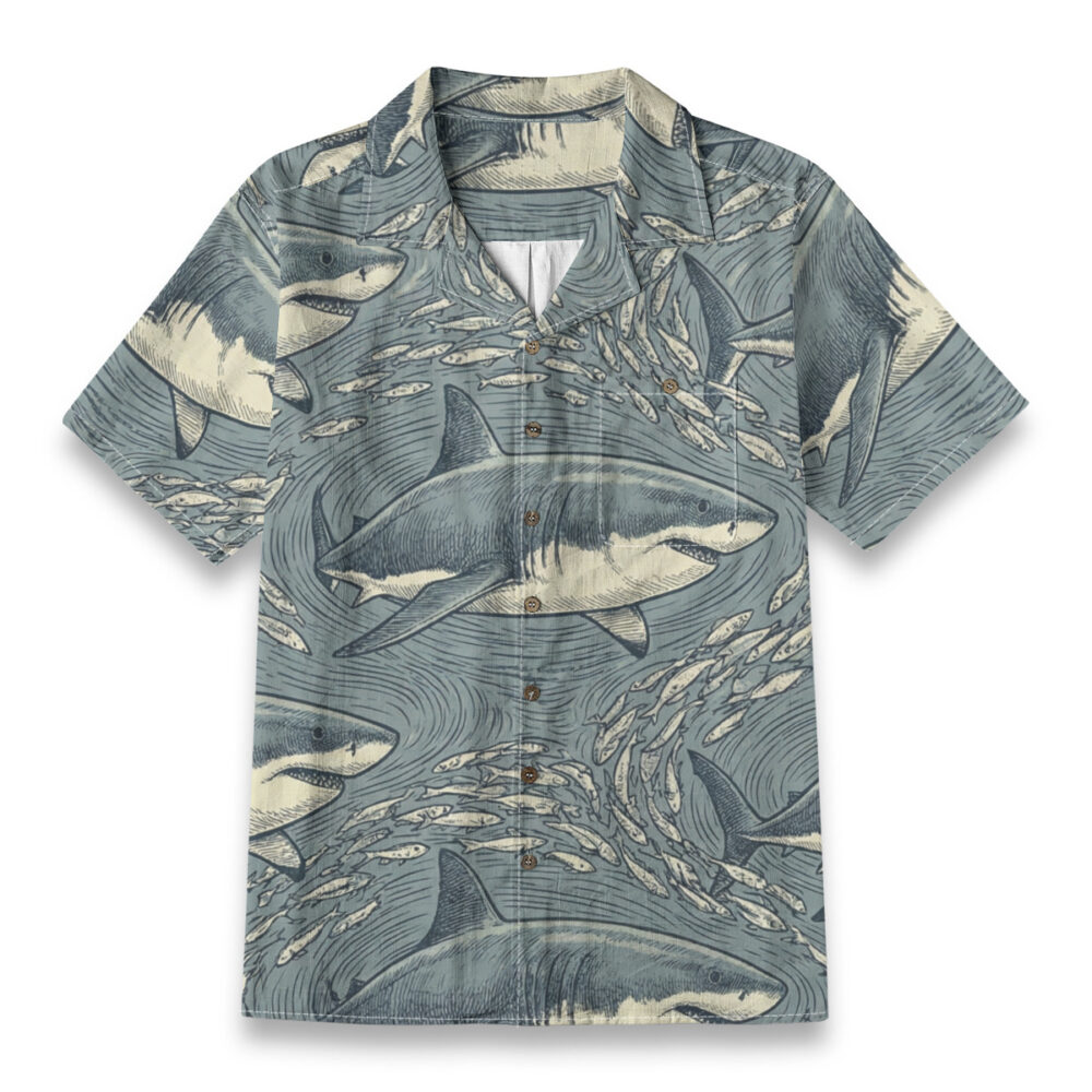 Shark School Ocean Illustration – Ocean Hawaiian Shirt